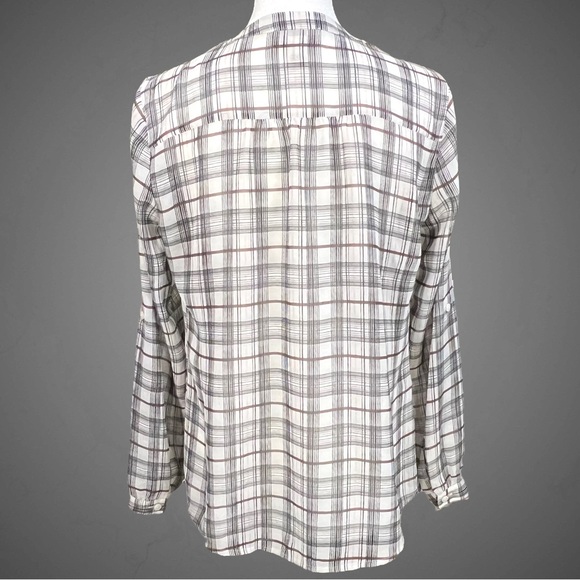 Ann Taylor Loft Petite Sheer Plaid Blouse - Picture 4 of 13